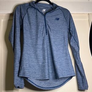 New Balance Heathered Blue Half-Zip Hoodie